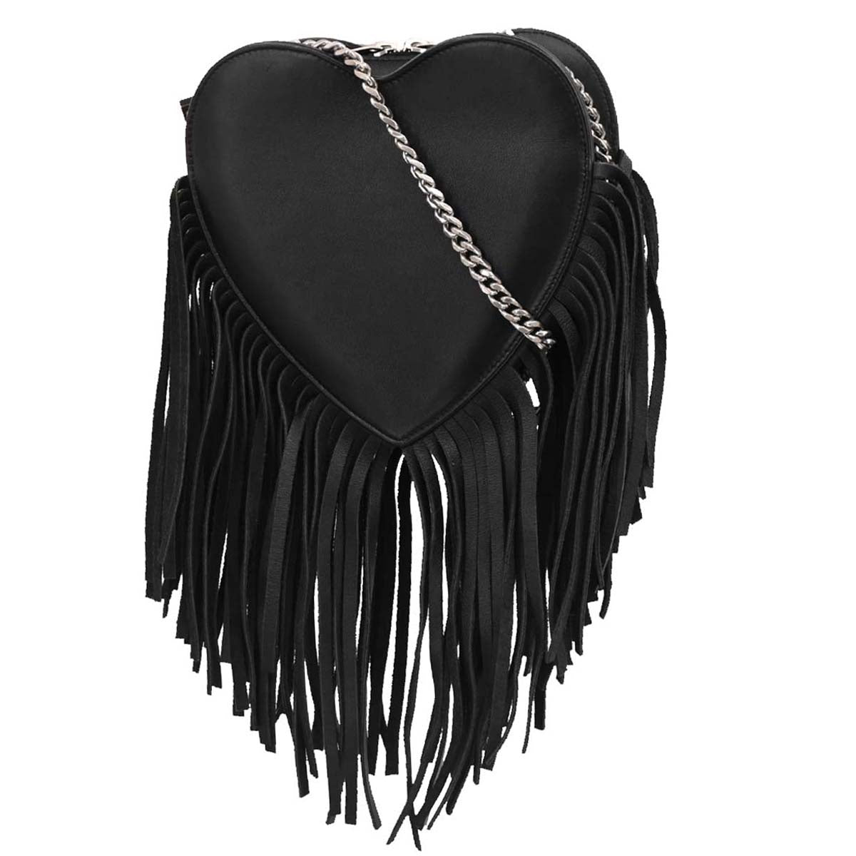 Saint Laurent Black Love Fringe Shoulder Bag