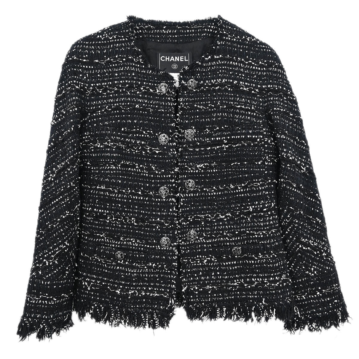 Chanel Single Breasted Collarless Jacket Black #34