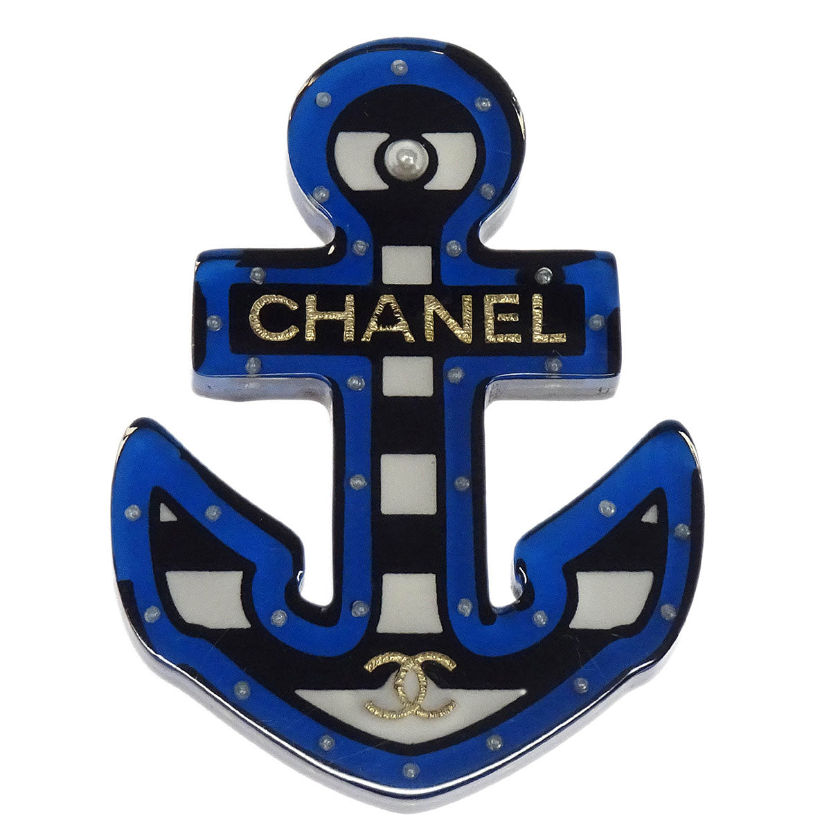 Chanel Brooch Pin Anchor Blue 18P
