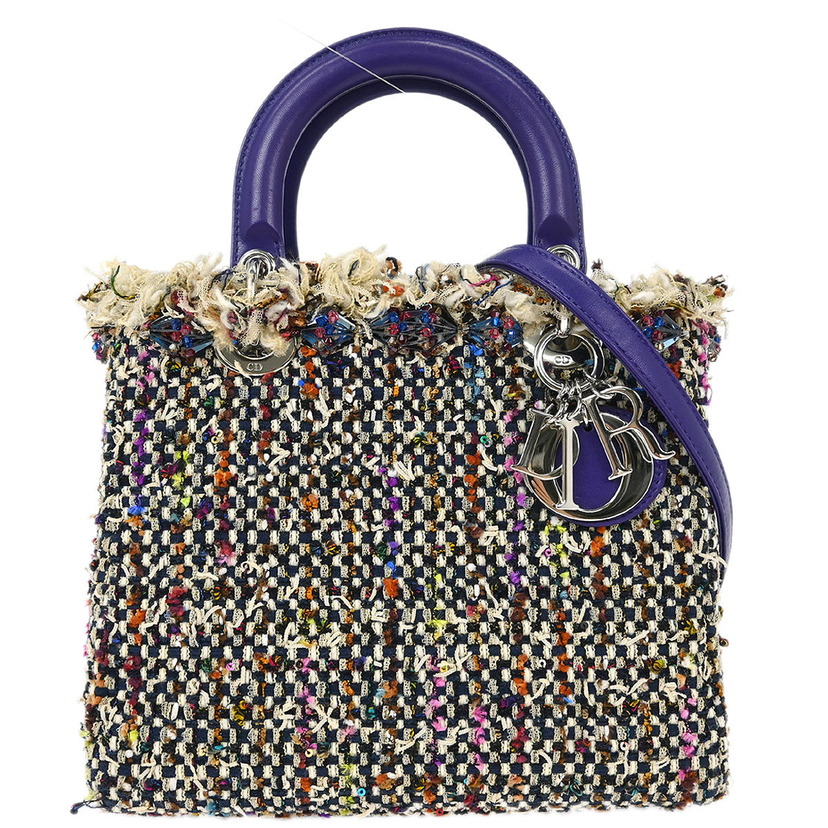Christian Dior Purple Wool Lady Dior 2way Shoulder Handbag