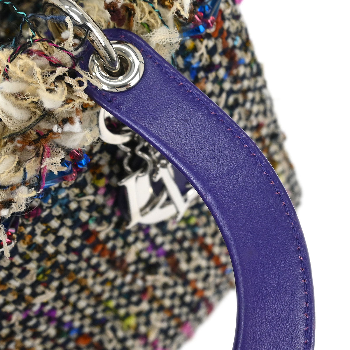 Christian Dior Purple Wool Lady Dior 2way Shoulder Handbag