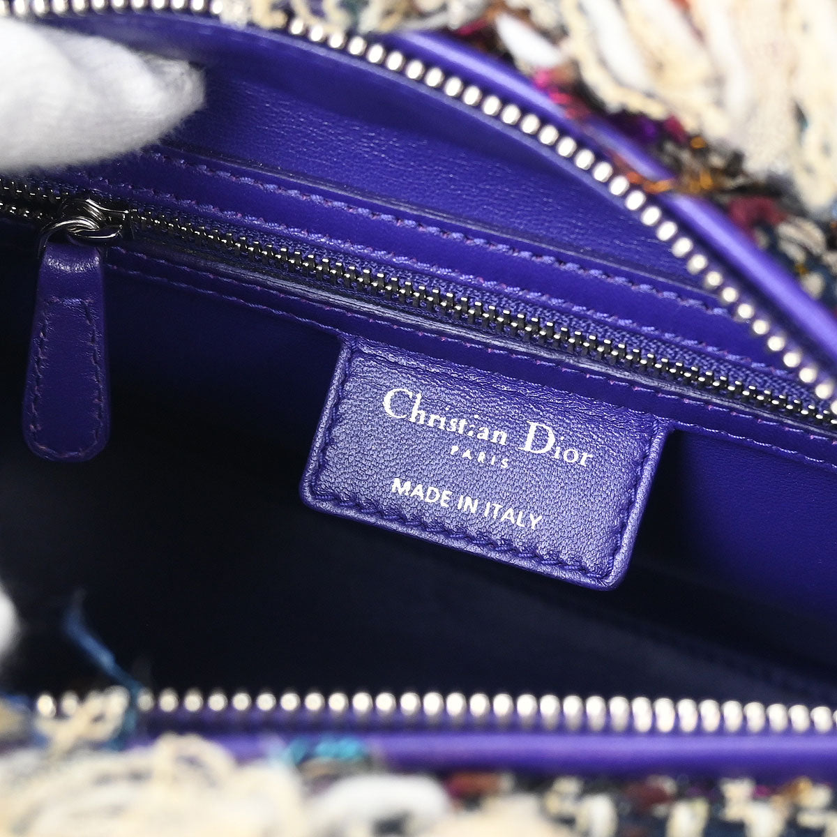 Christian Dior Purple Wool Lady Dior 2way Shoulder Handbag