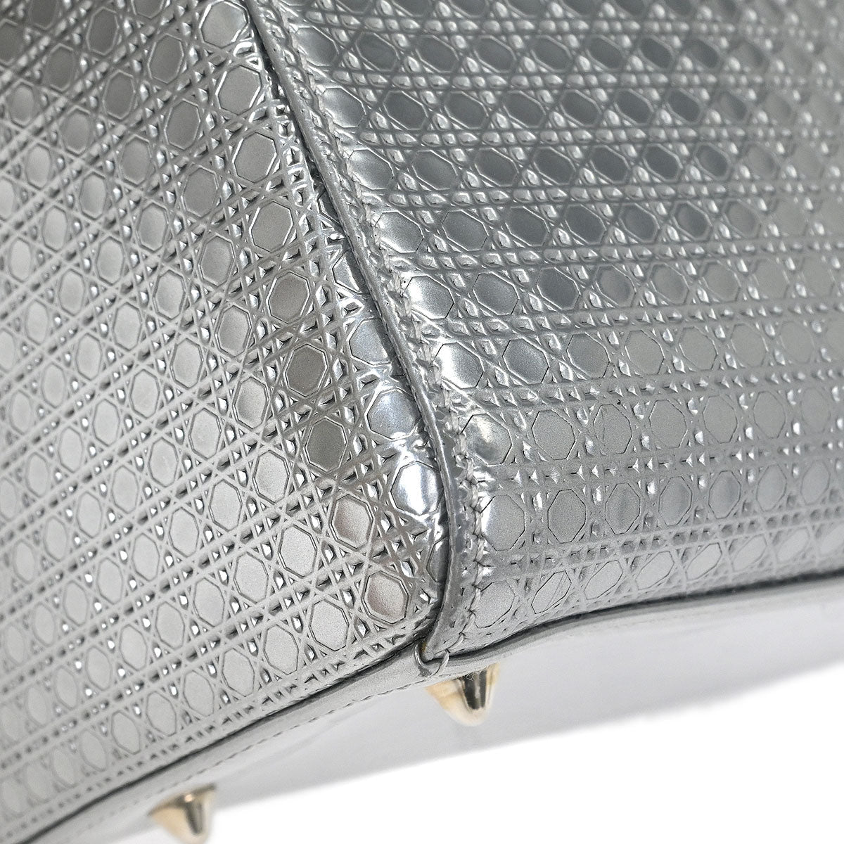 Christian Dior Silver Medium Lady Dior Cannage 2way Shoulder Handbag