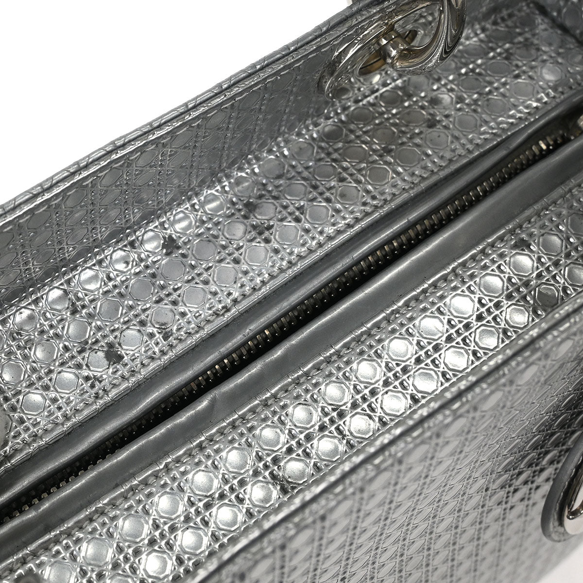 Christian Dior Silver Medium Lady Dior Cannage 2way Shoulder Handbag