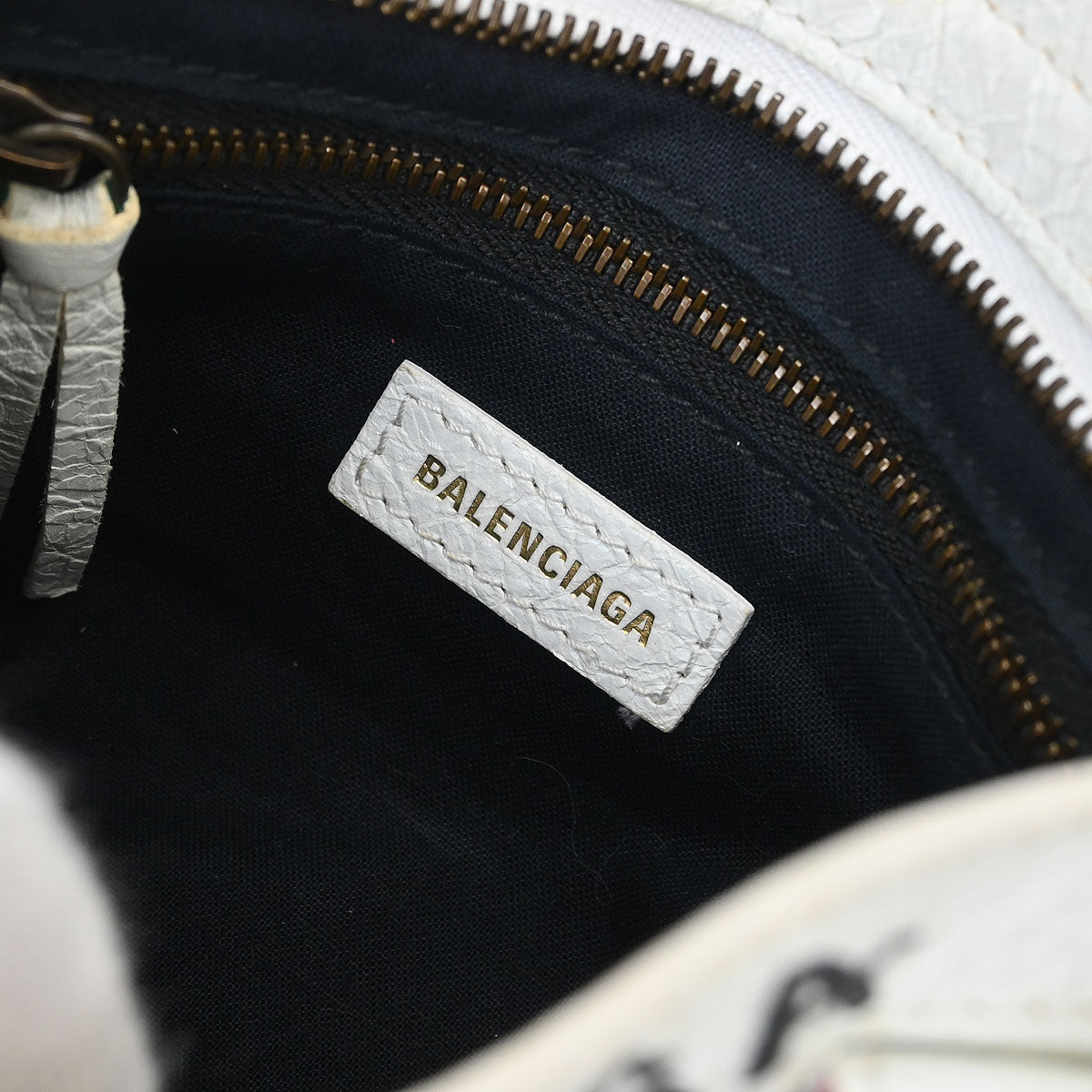 Balenciaga White Classic Mini City Graffiti Handbag