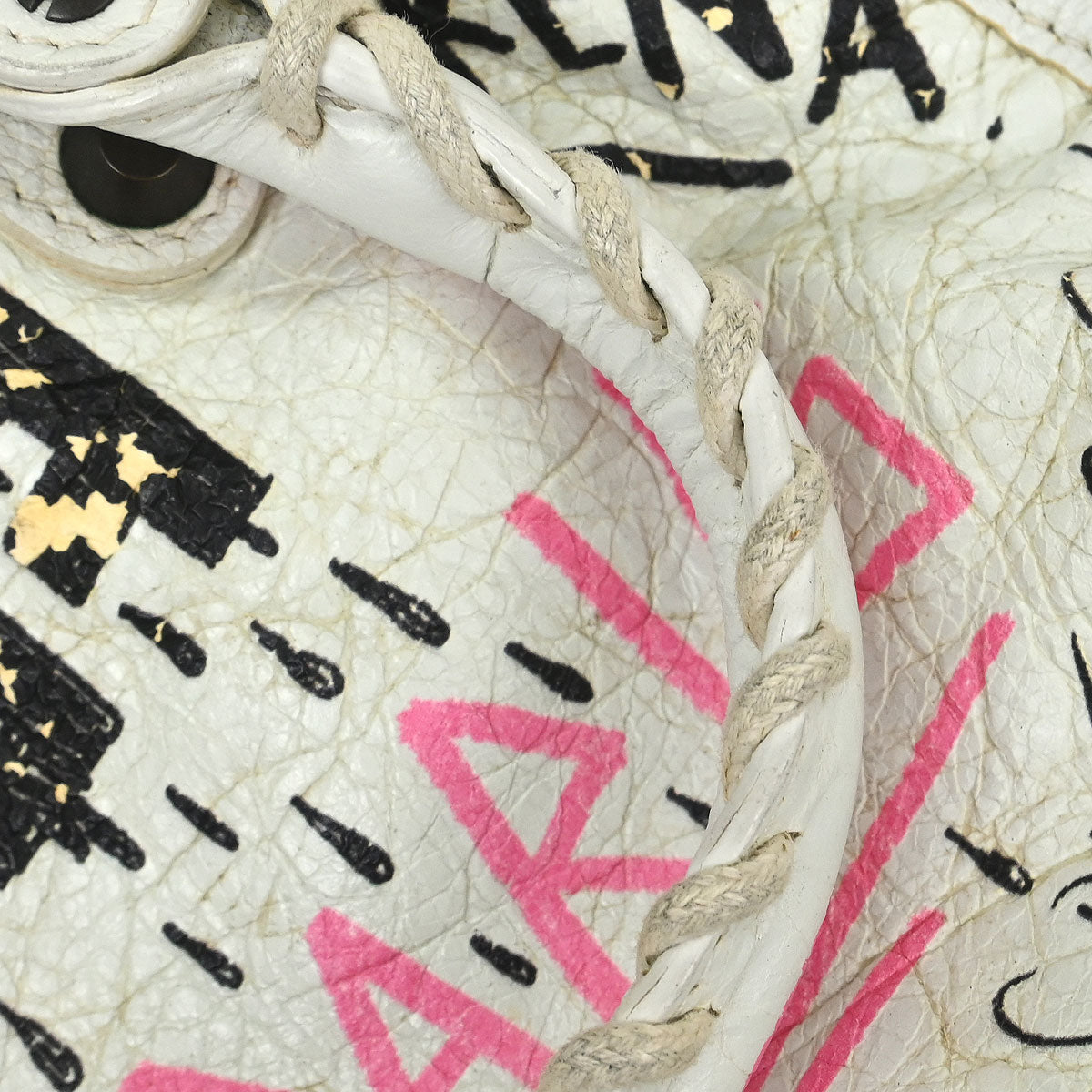 Balenciaga White Classic Mini City Graffiti Handbag