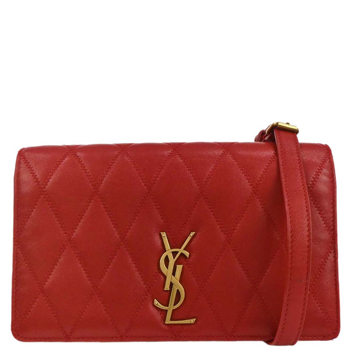 Saint Laurent Red Leather Shoulder Angie Chain Bag