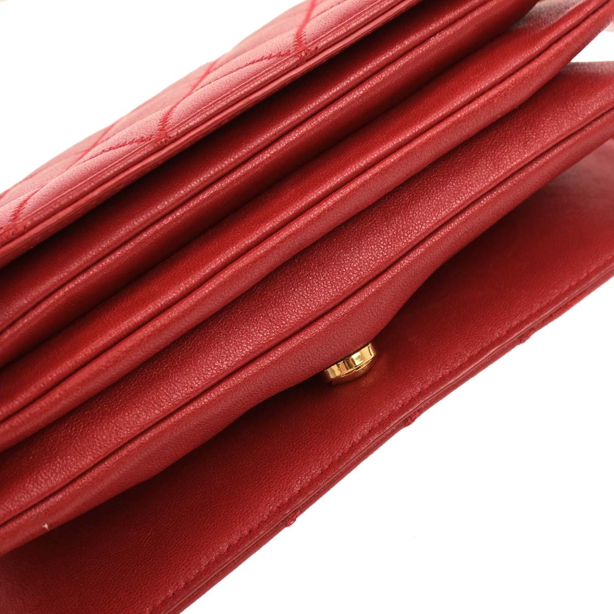 Saint Laurent Red Leather Shoulder Angie Chain Bag