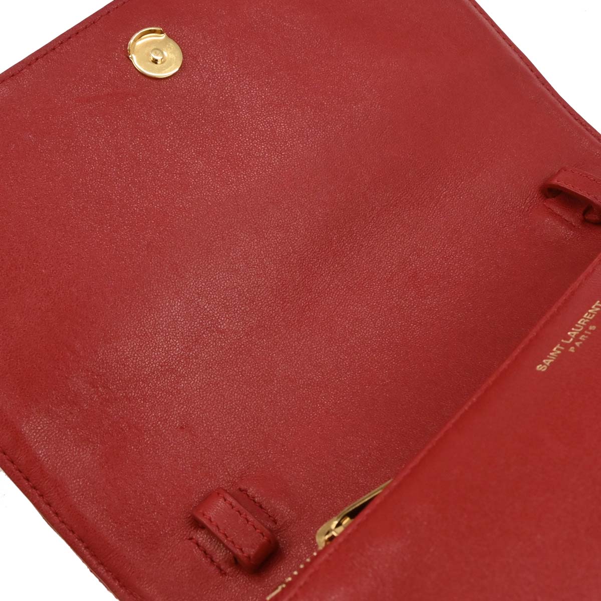 Saint Laurent Red Leather Shoulder Angie Chain Bag