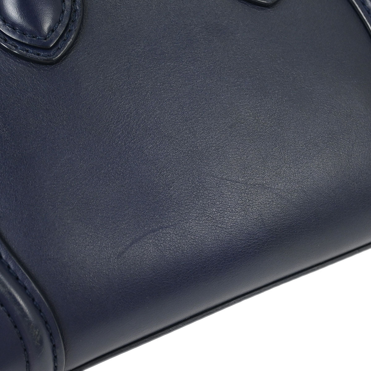 Celine Navy Leather Nano Luggage Tote Handbag
