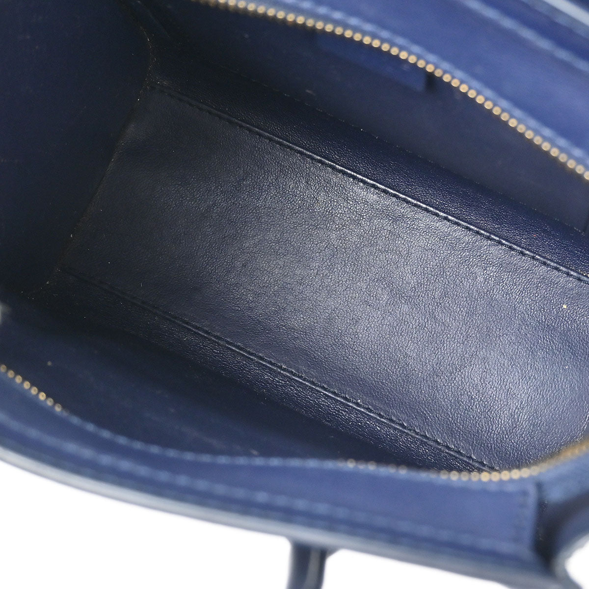 Celine Navy Leather Nano Luggage Tote Handbag