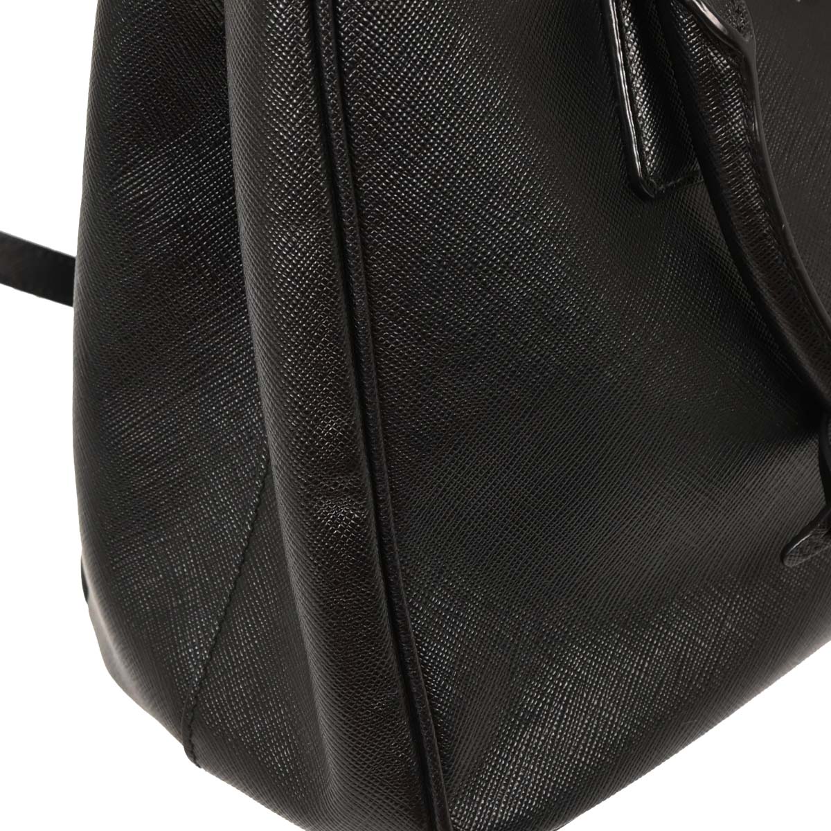 Prada Black Leather Galleria 2way Shoulder Tote Handbag