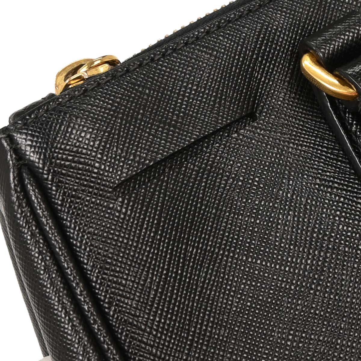 Prada Black Leather Galleria 2way Shoulder Tote Handbag