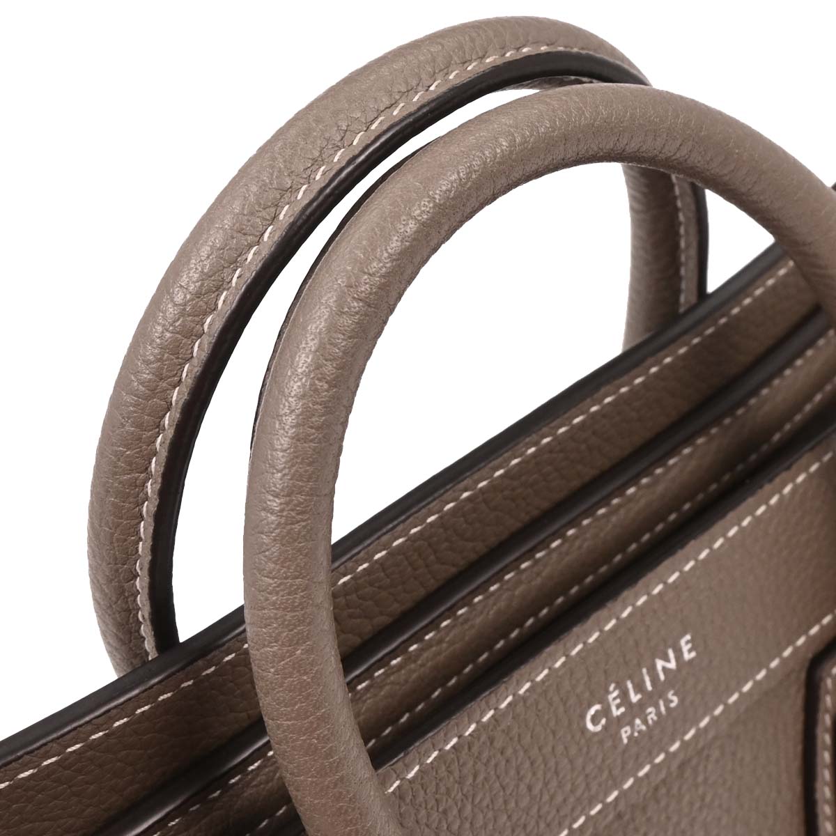 Celine Gray Leather Nano Luggage 2way Shoulder Handbag