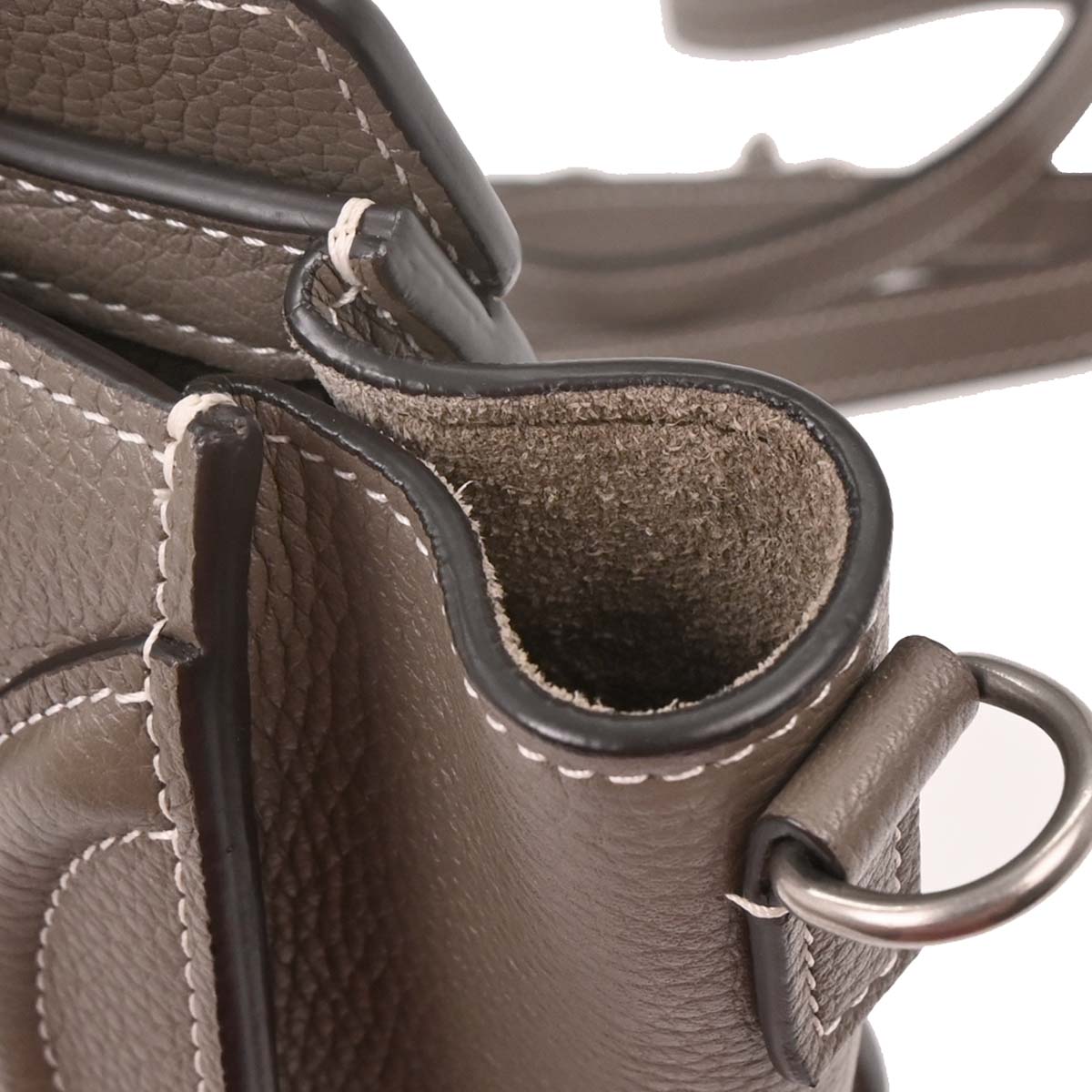 Celine Gray Leather Nano Luggage 2way Shoulder Handbag
