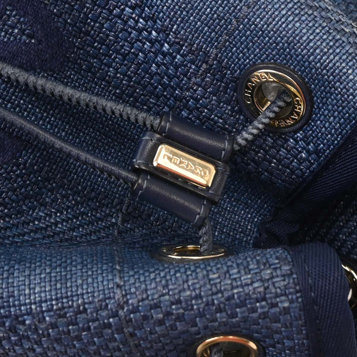 Chanel 2019 Navy Straw Deauville Bucket Shoulder Bag