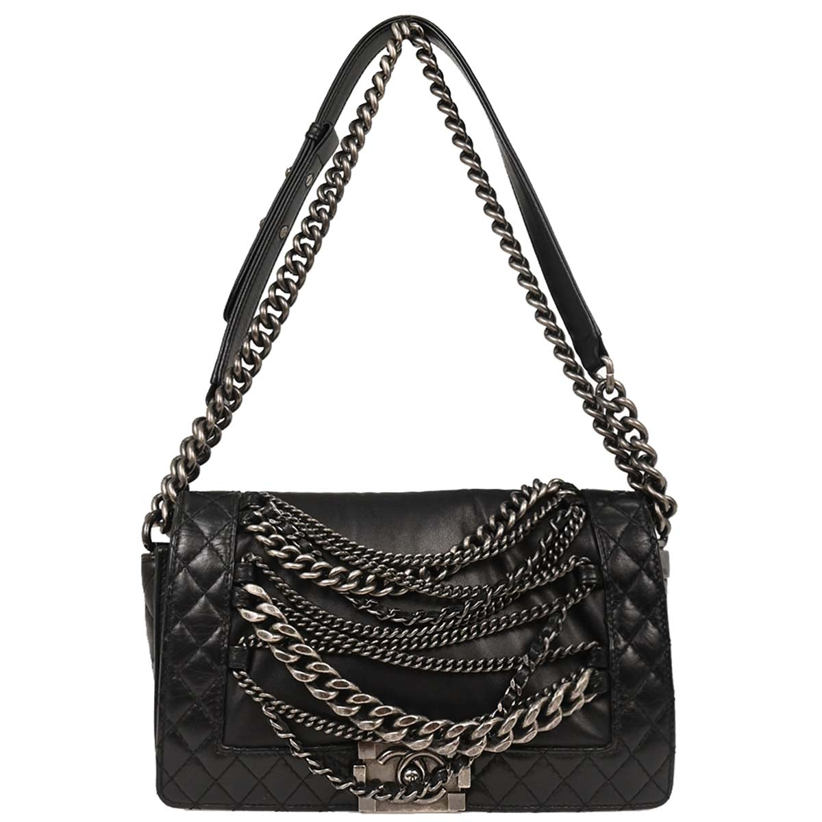 Boy Chanel 2013-2014 Black Lambskin  Medium Shoulder Bag