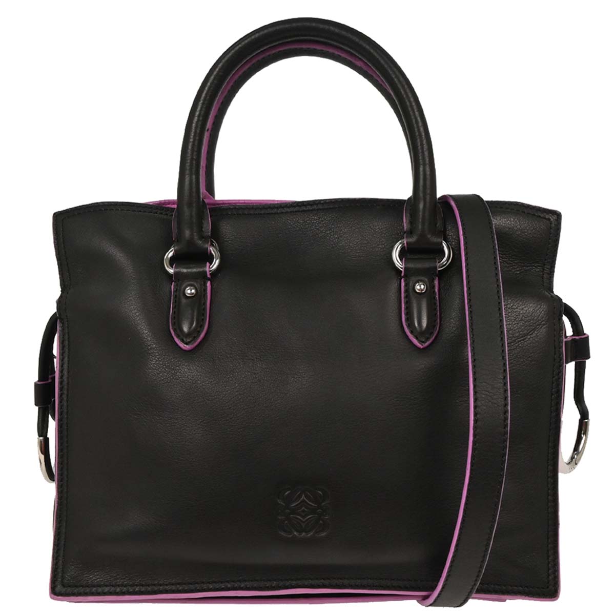 Loewe Black Lambskin Flamenco Tote 2way Shoulder Handbag