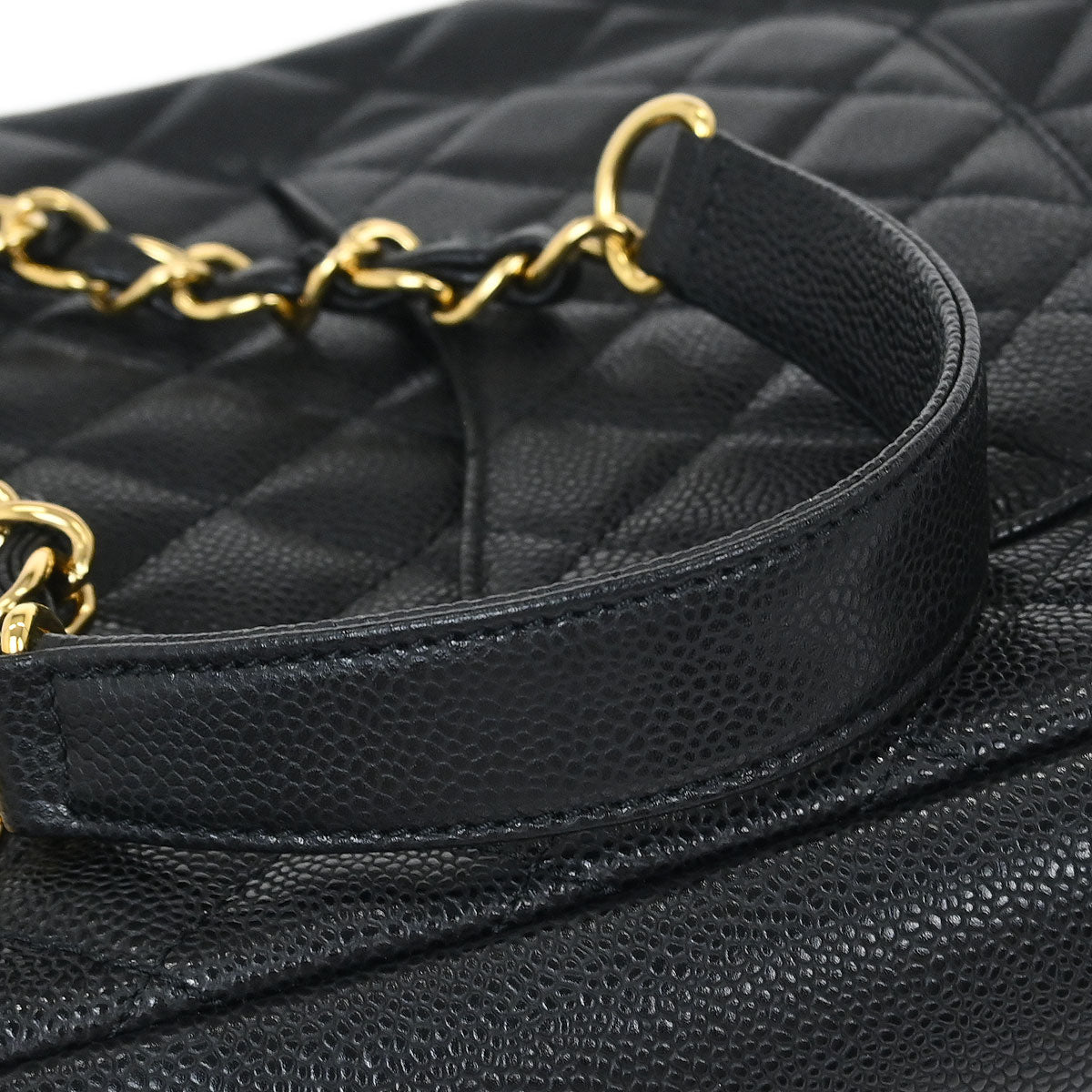 Chanel Black Caviar Petite Shopping Tote PST Chain Handbag