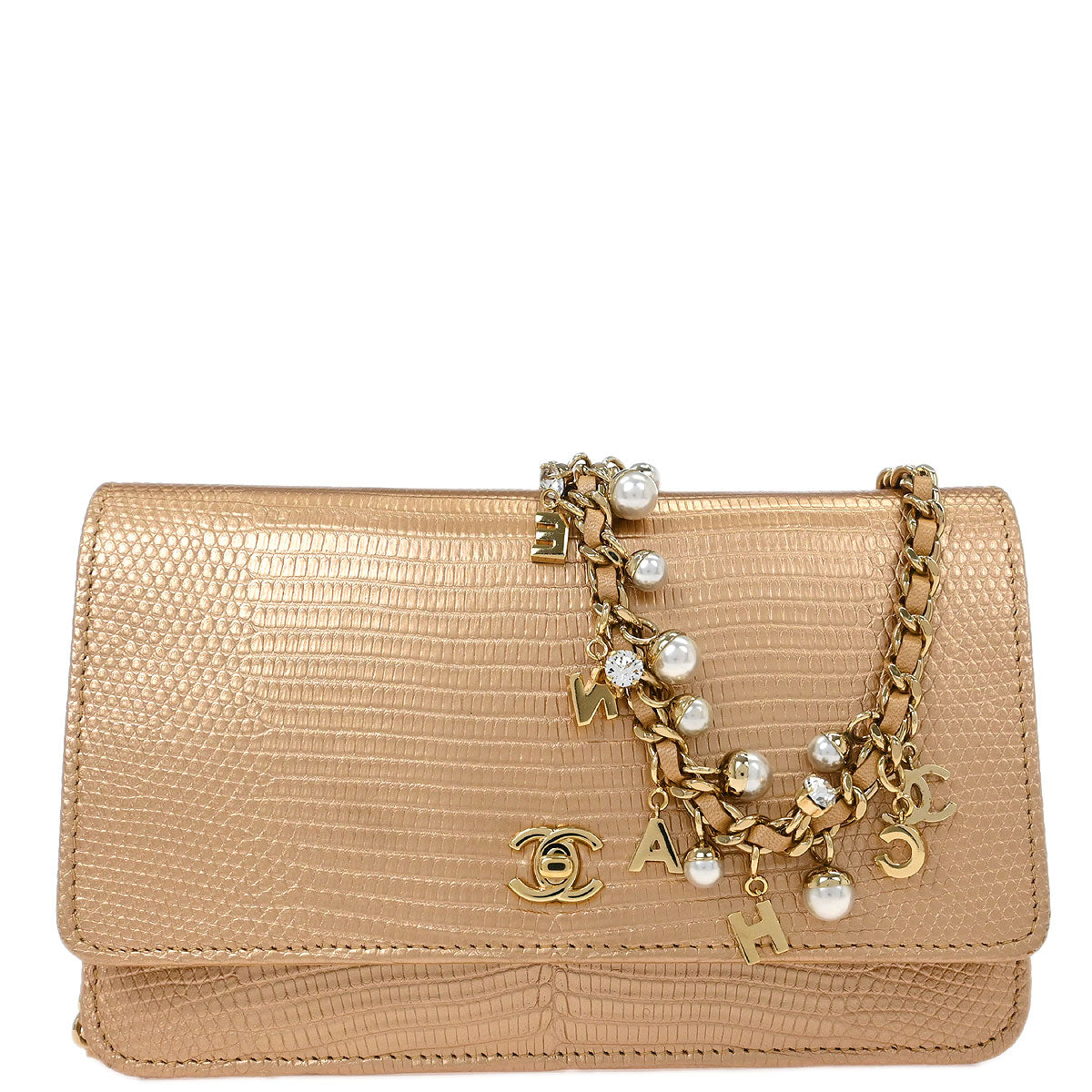 Chanel * Beige Lizard Classic WOC Wallet On Chain