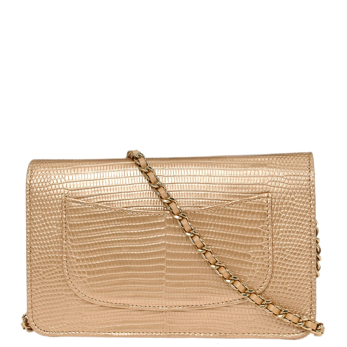 Chanel * Beige Lizard Classic WOC Wallet On Chain