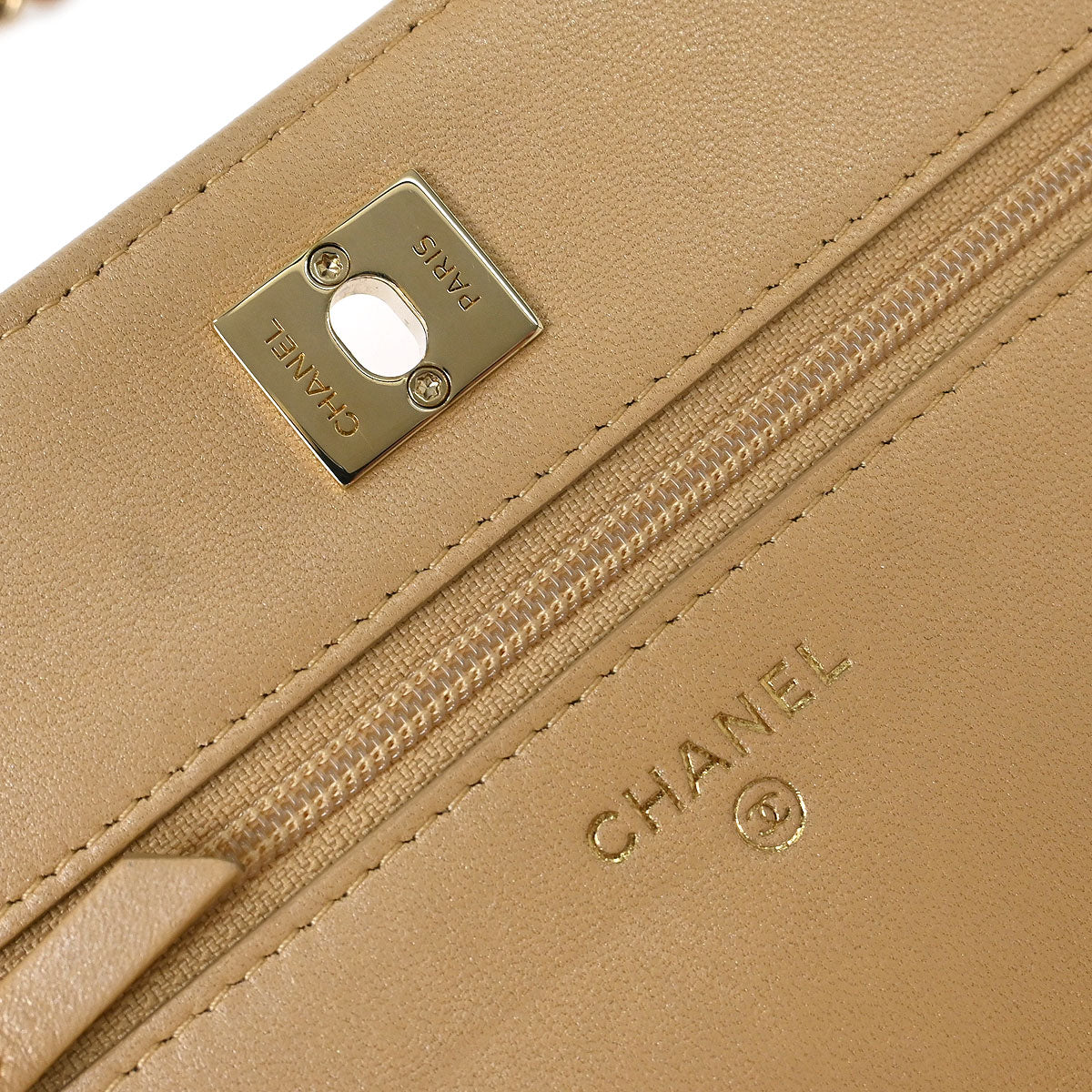 Chanel * Beige Lizard Classic WOC Wallet On Chain