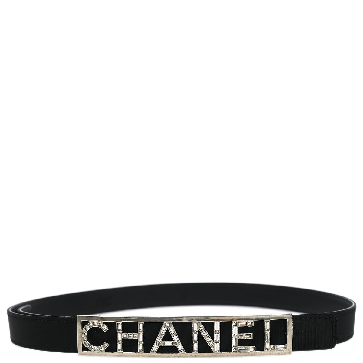 Chanel Belt Black Rhinestone Leather #80/32 B15S Small