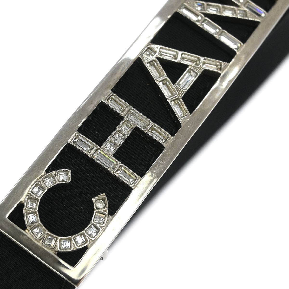 Chanel Belt Black Rhinestone Leather #80/32 B15S Small