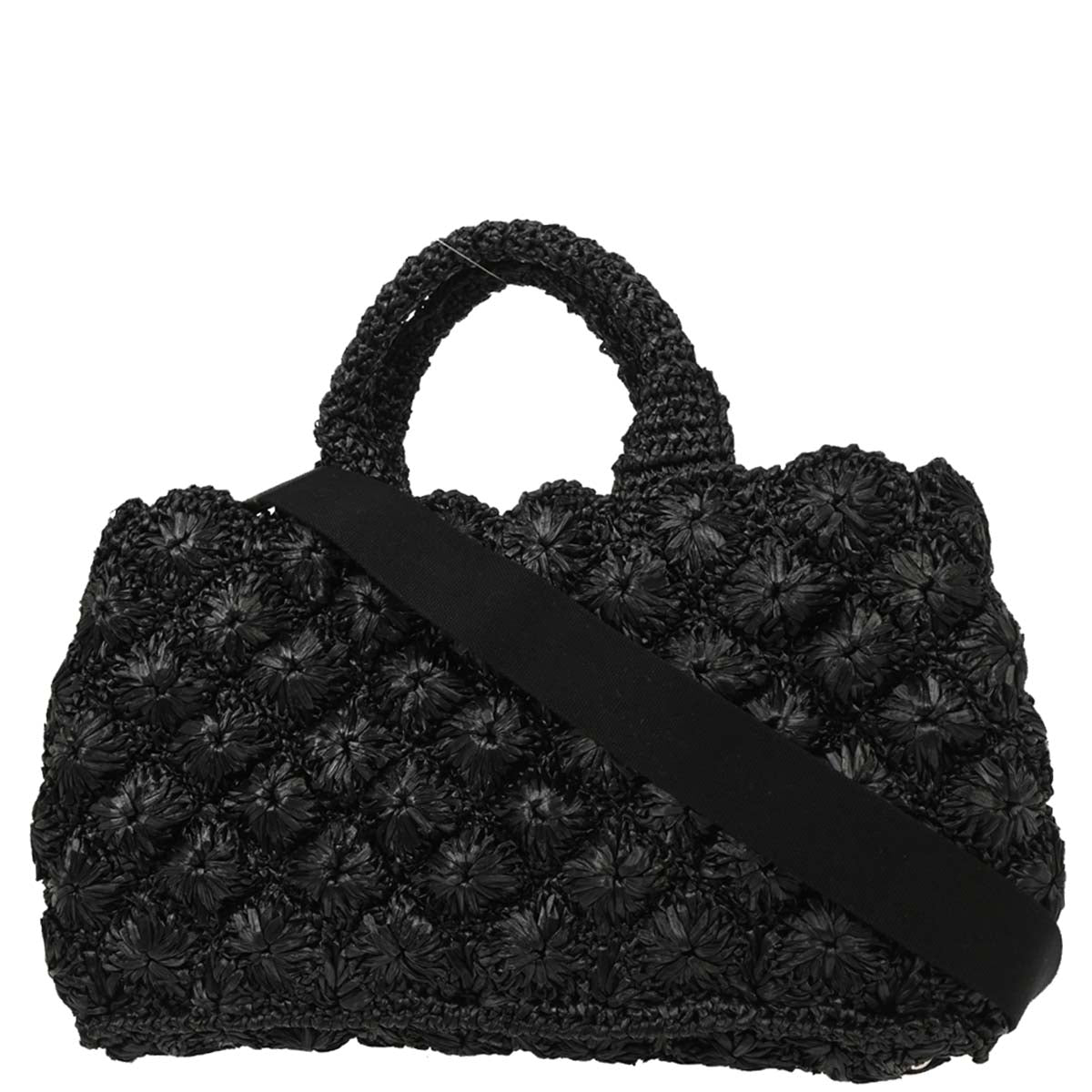 Prada Black Raffia Canapa Tote Handbag