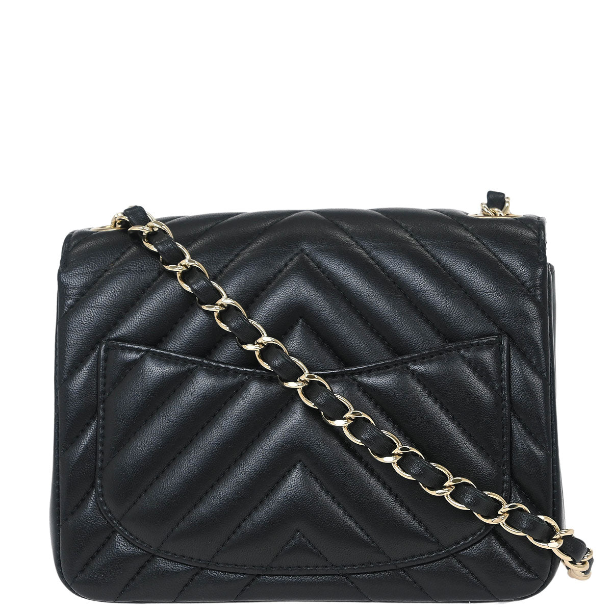 Chanel Black Lambskin Chevron Mini Classic Square Flap Shoulder Bag 17