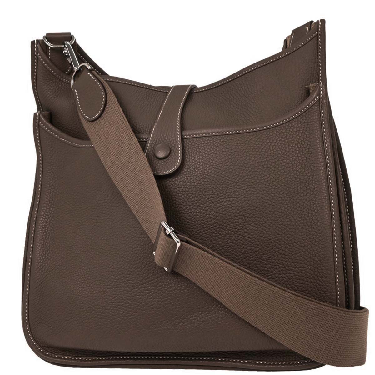 Hermes Etoupe Taurillon Clemence Evelyne 3 GM Shoulder Bag