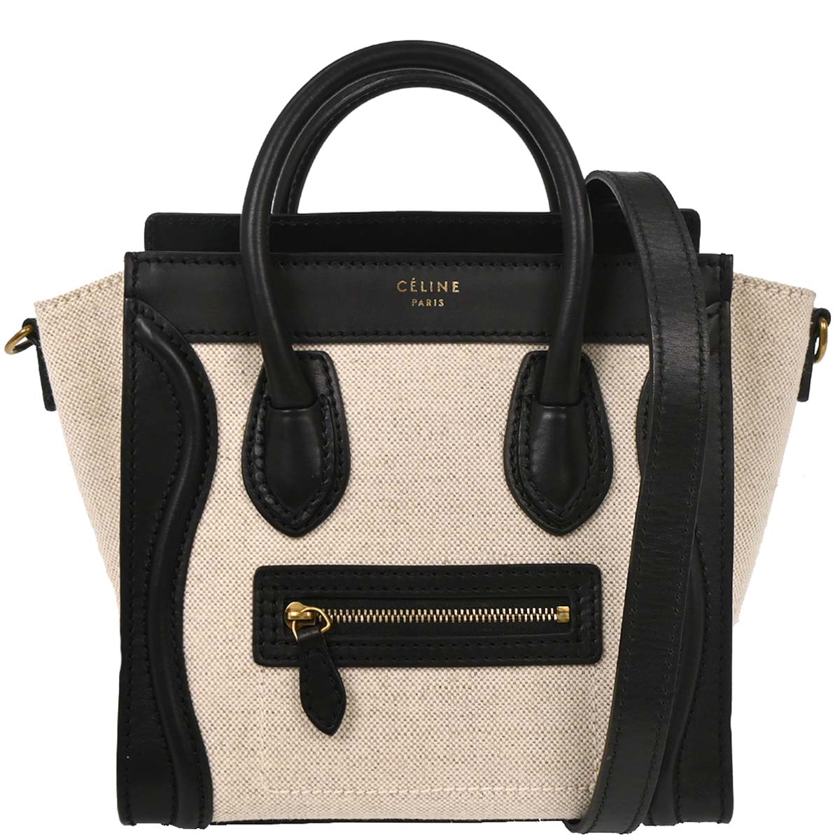 Celine Ivory Canvas Nano Luggage 2way Shoulder Handbag