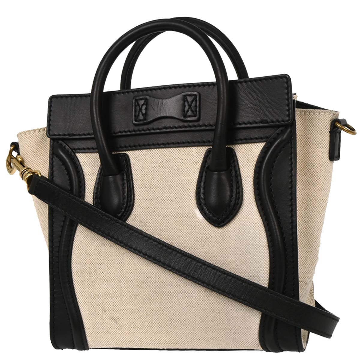 Celine Ivory Canvas Nano Luggage 2way Shoulder Handbag