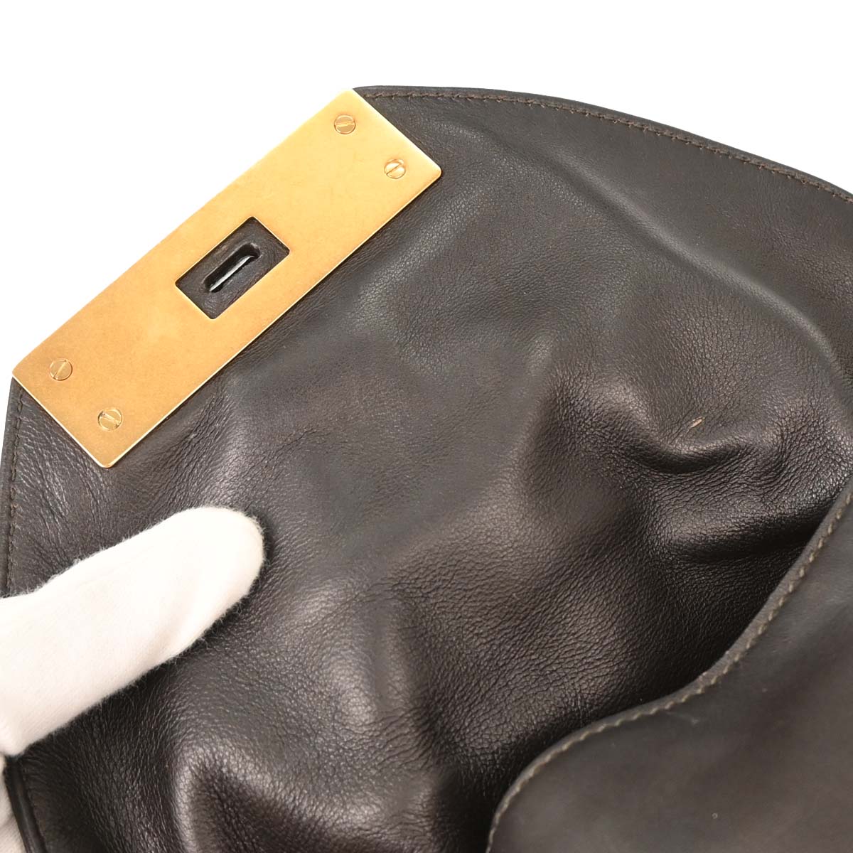 Salvatore Ferragamo Black Leather Gancini Handbag