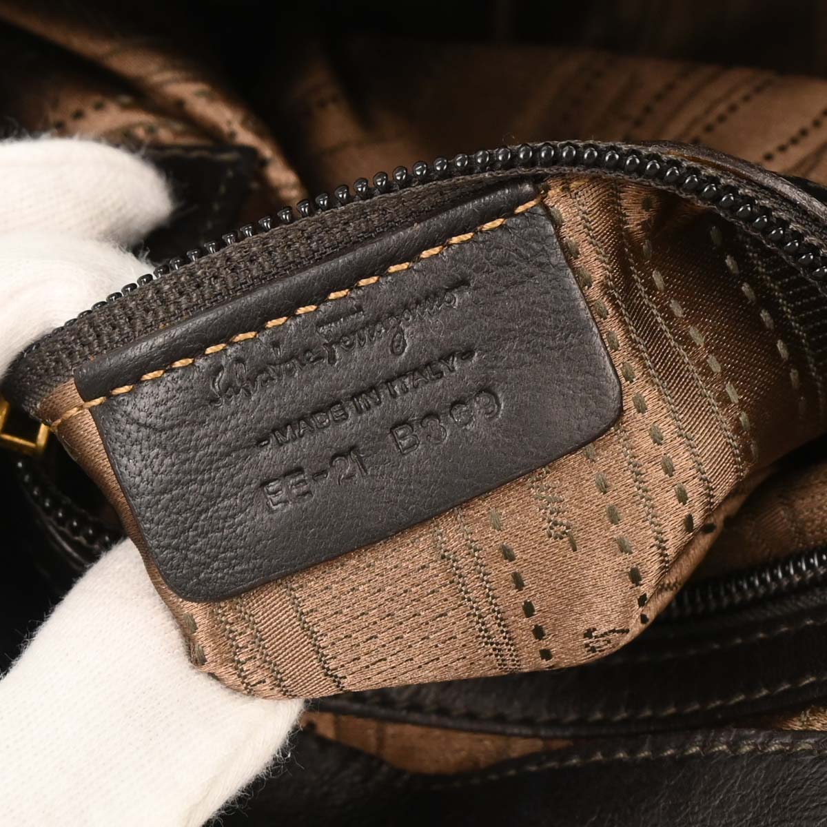 Salvatore Ferragamo Black Leather Gancini Handbag
