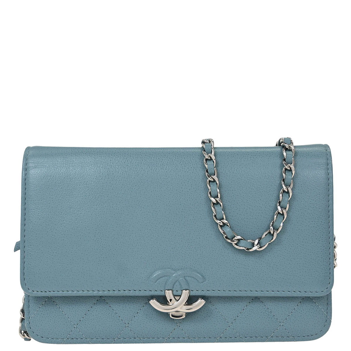 Chanel Light Blue Caviar Half Coco WOC Wallet On Chain