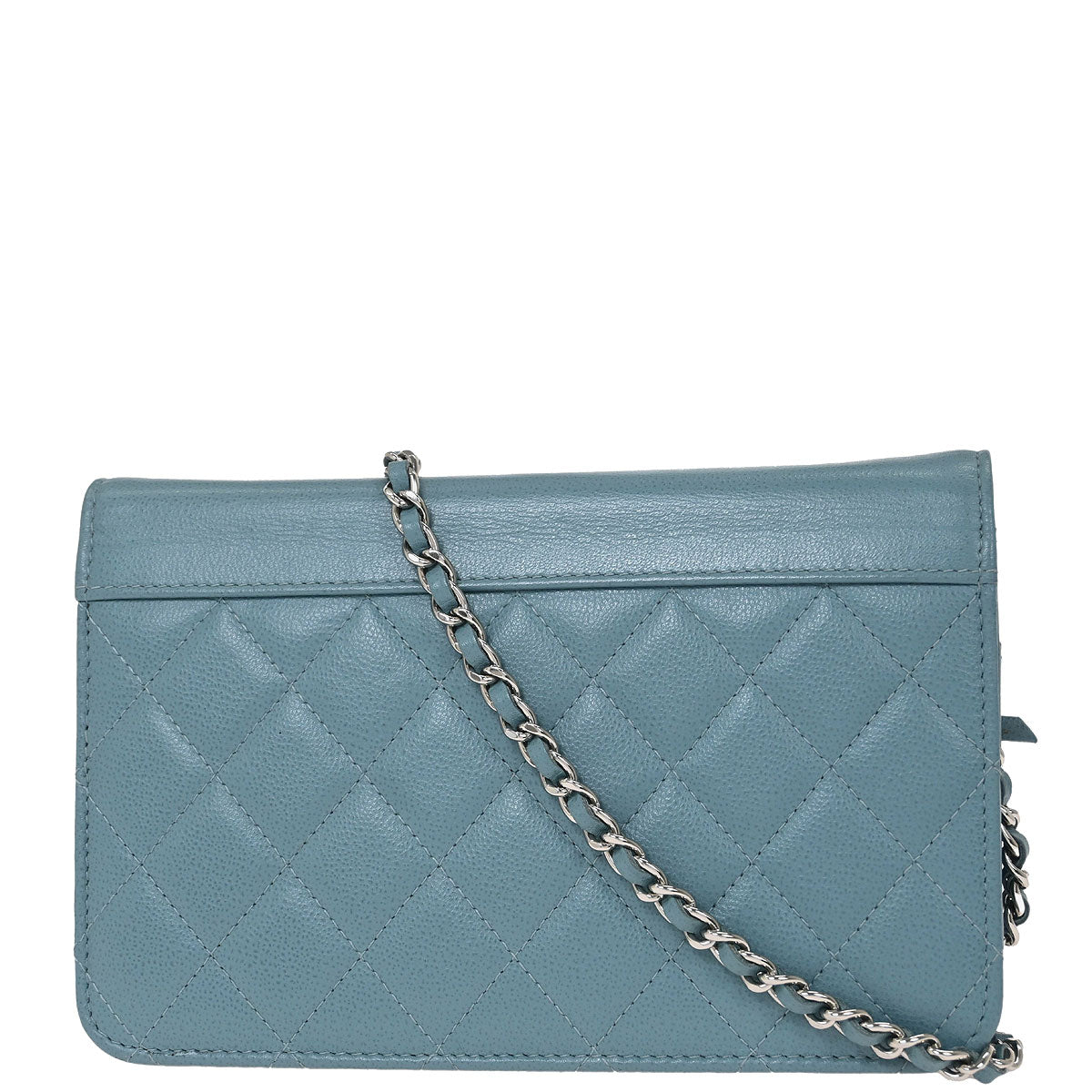 Chanel Light Blue Caviar Half Coco WOC Wallet On Chain