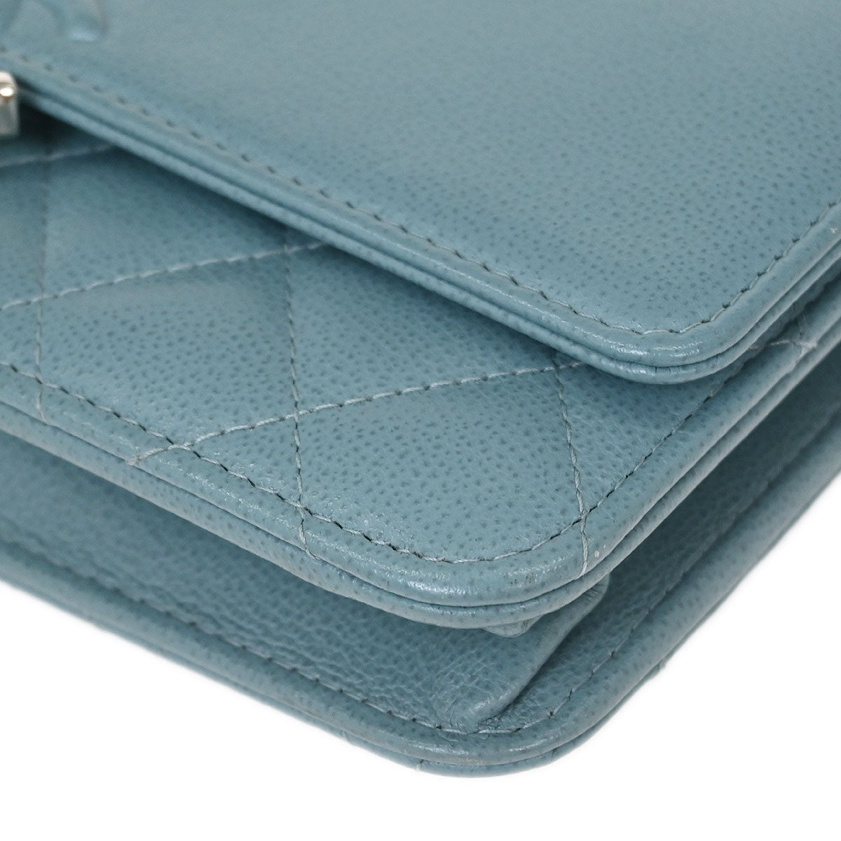 Chanel Light Blue Caviar Half Coco WOC Wallet On Chain