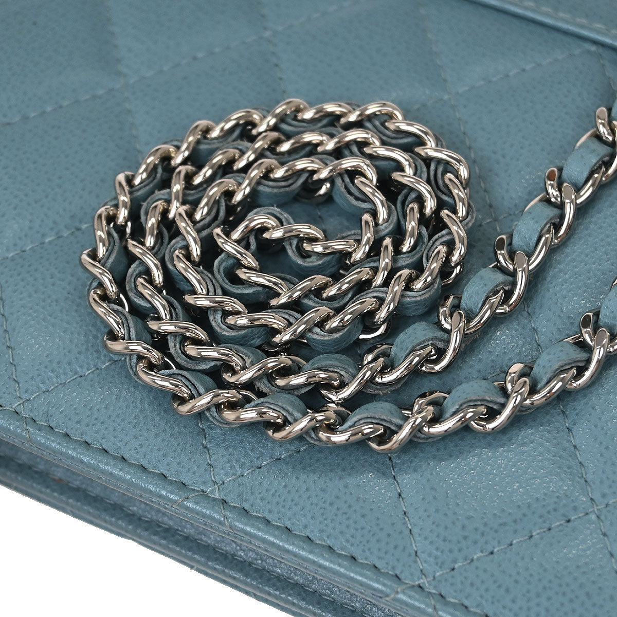 Chanel Light Blue Caviar Half Coco WOC Wallet On Chain