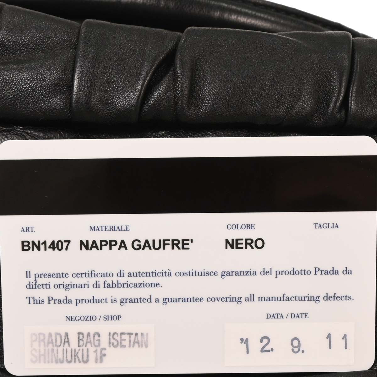 Prada Black Lambskin Handbag