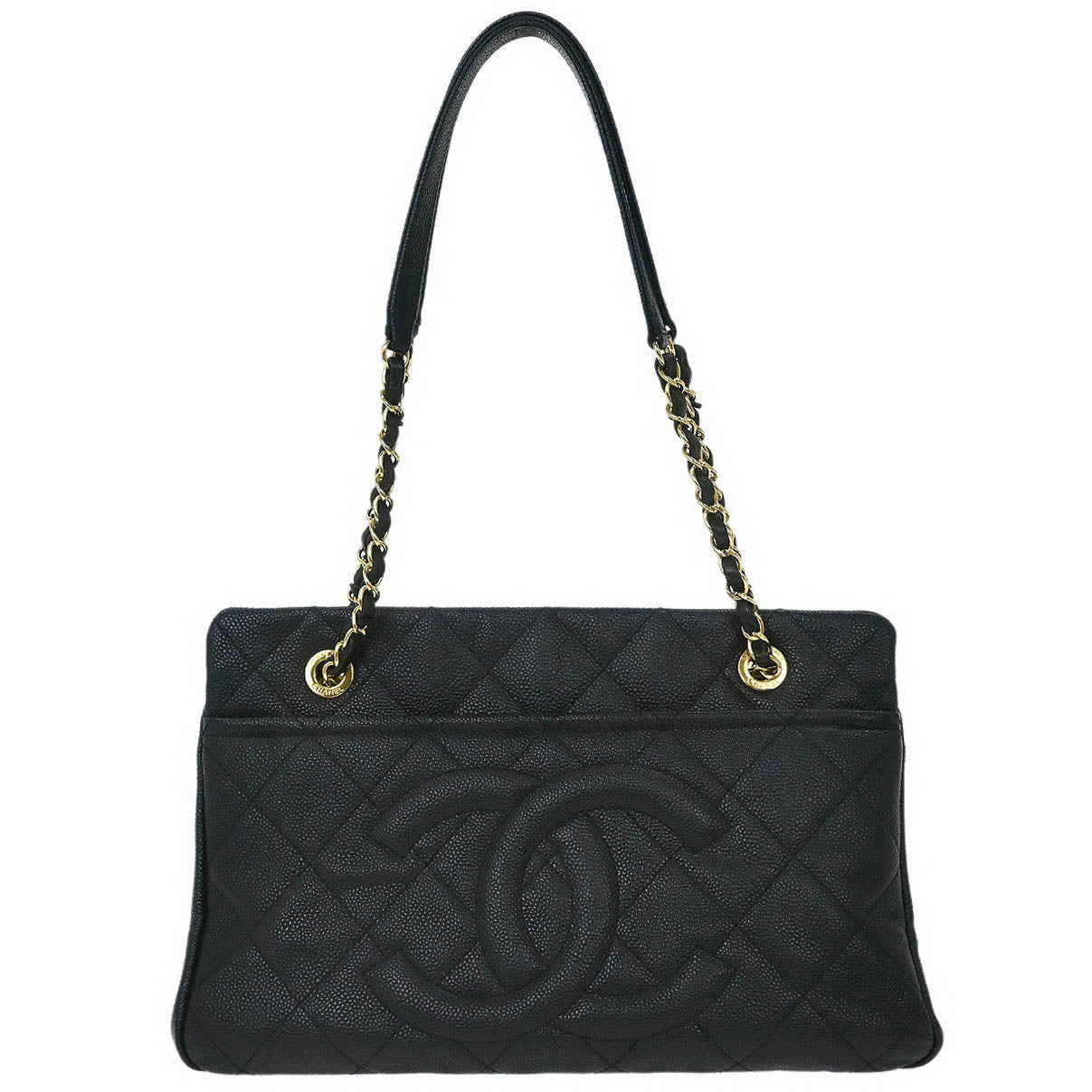 Chanel 2014 Black Caviar Timeless CC Chain Tote Bag