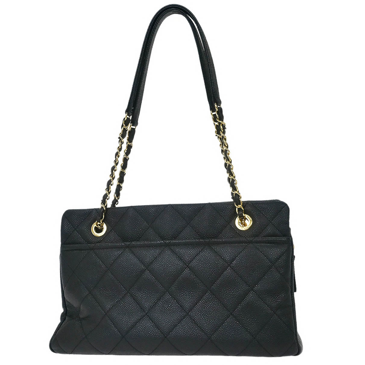Chanel 2014 Black Caviar Timeless CC Chain Tote Bag