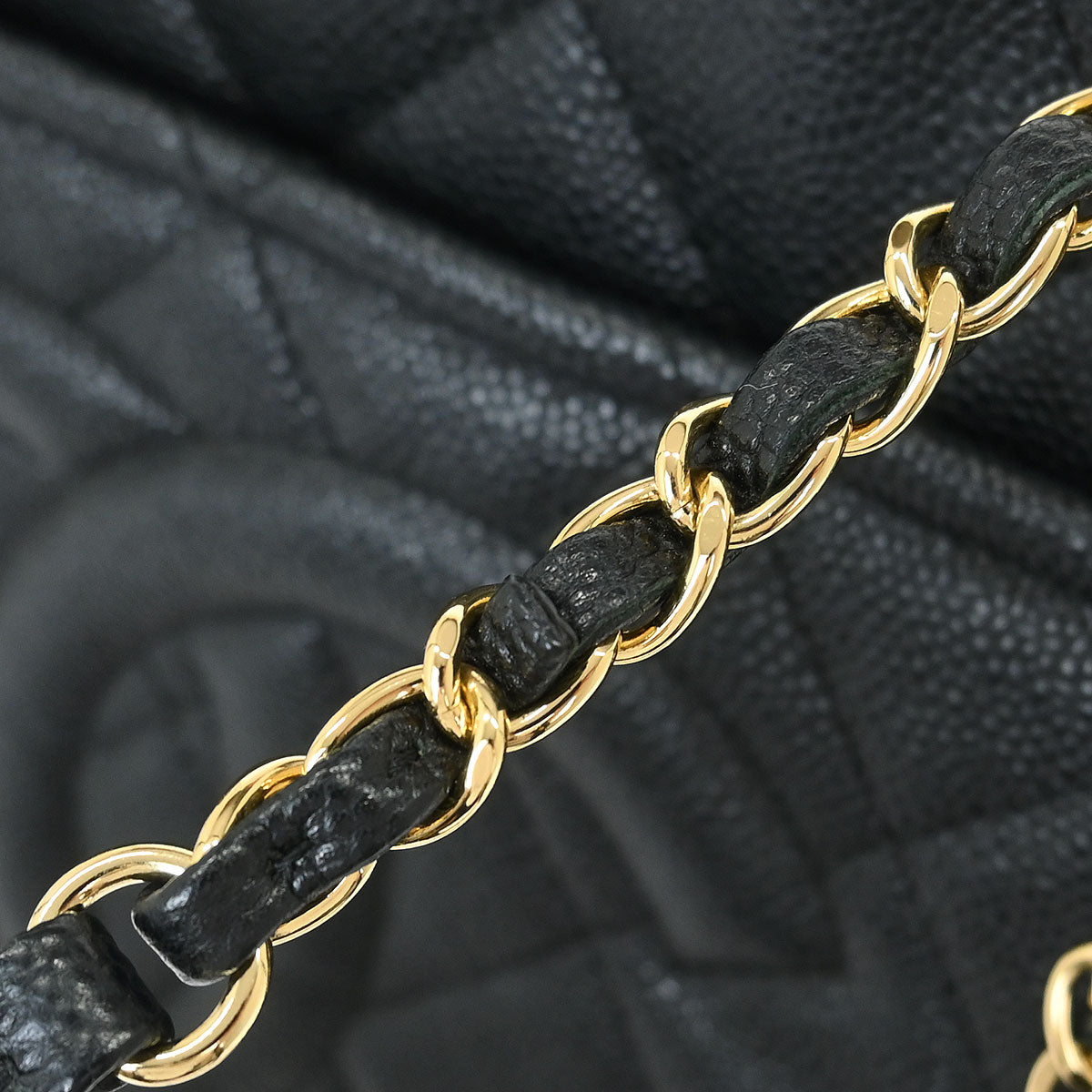 Chanel 2014 Black Caviar Timeless CC Chain Tote Bag