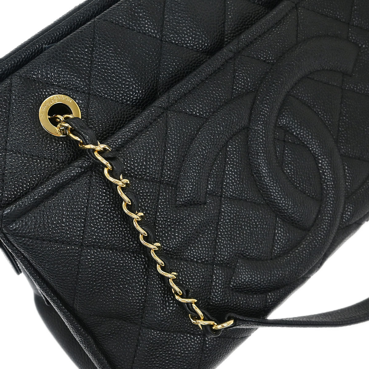 Chanel 2014 Black Caviar Timeless CC Chain Tote Bag