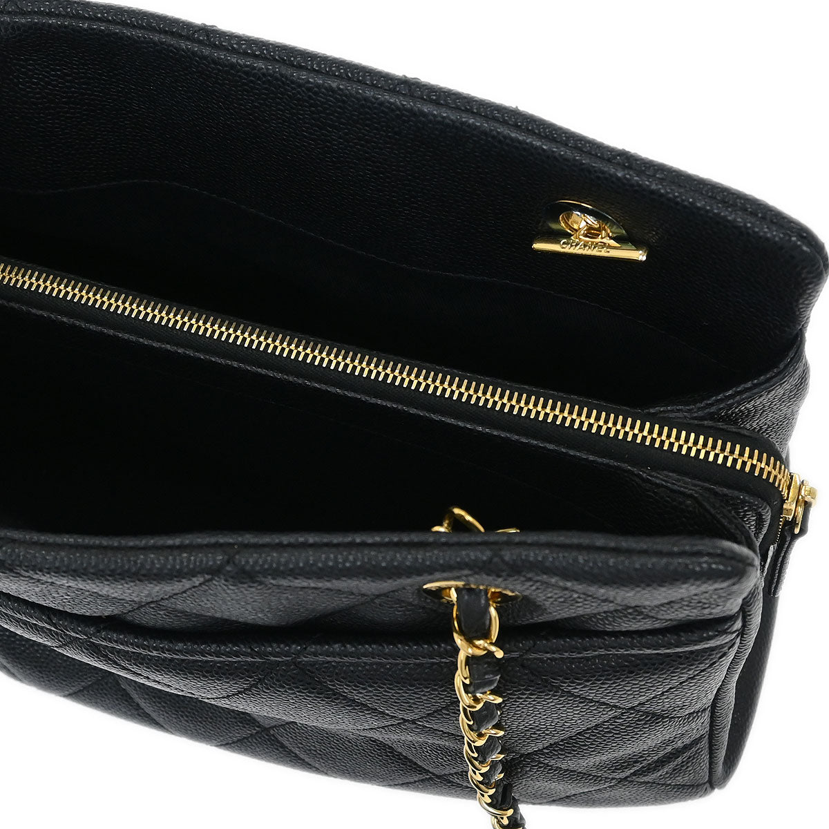 Chanel 2014 Black Caviar Timeless CC Chain Tote Bag