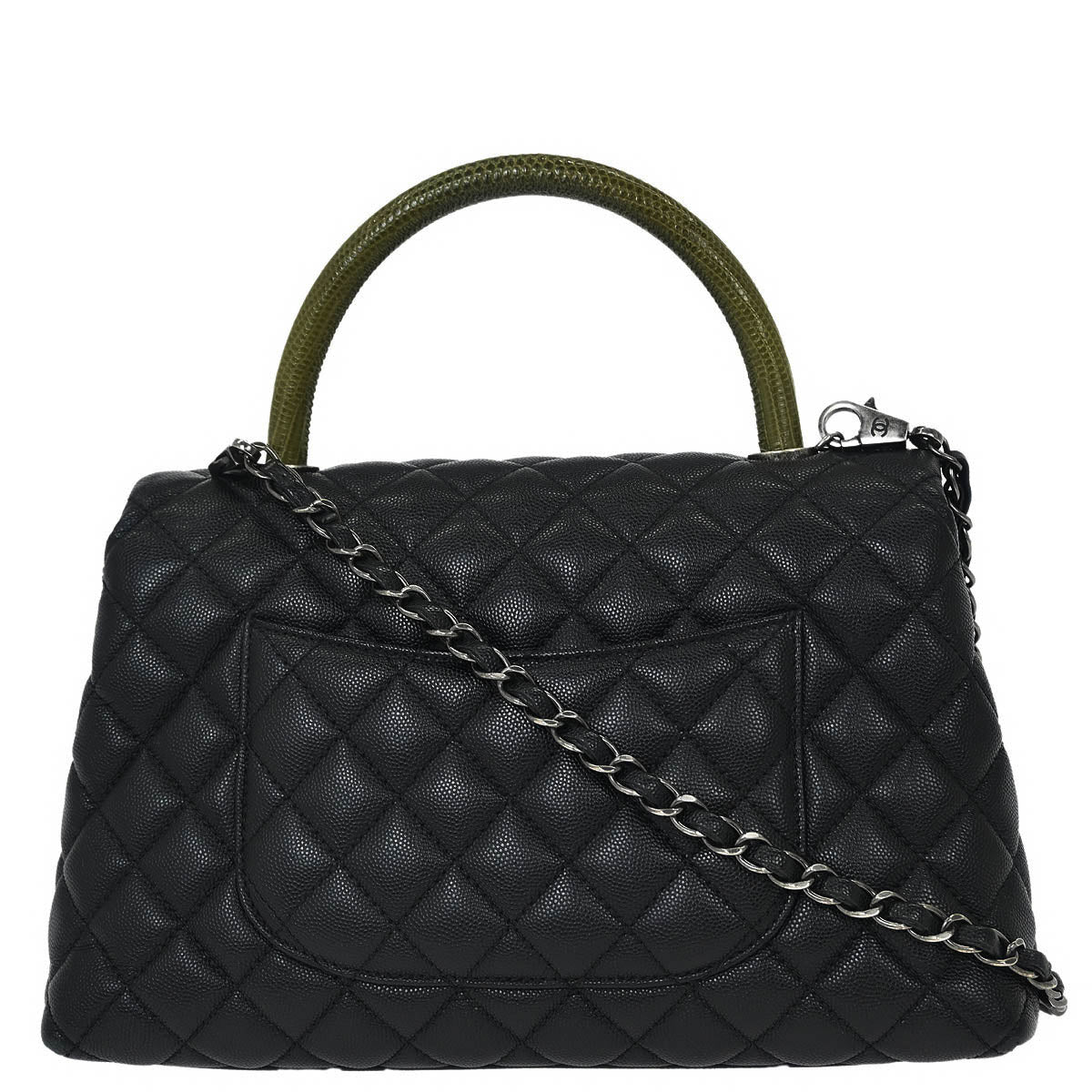 Chanel * Black Calfskin Lizard Coco Handle 2way Handbag
