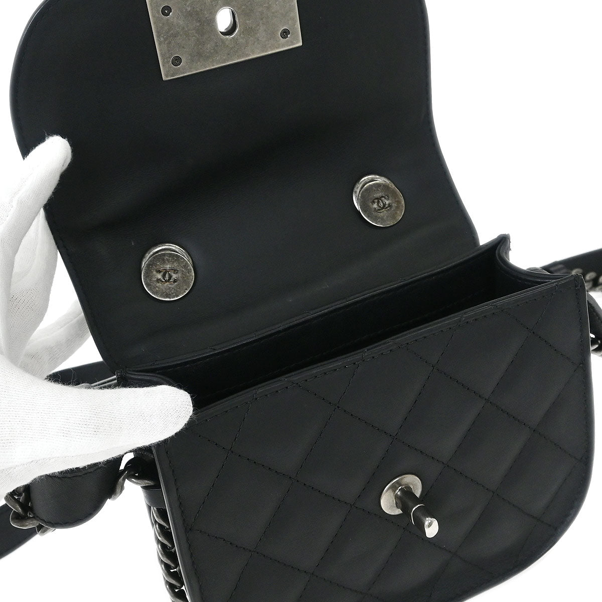 Chanel 2015-2016 Black Calfskin 2way Shoulder Handbag