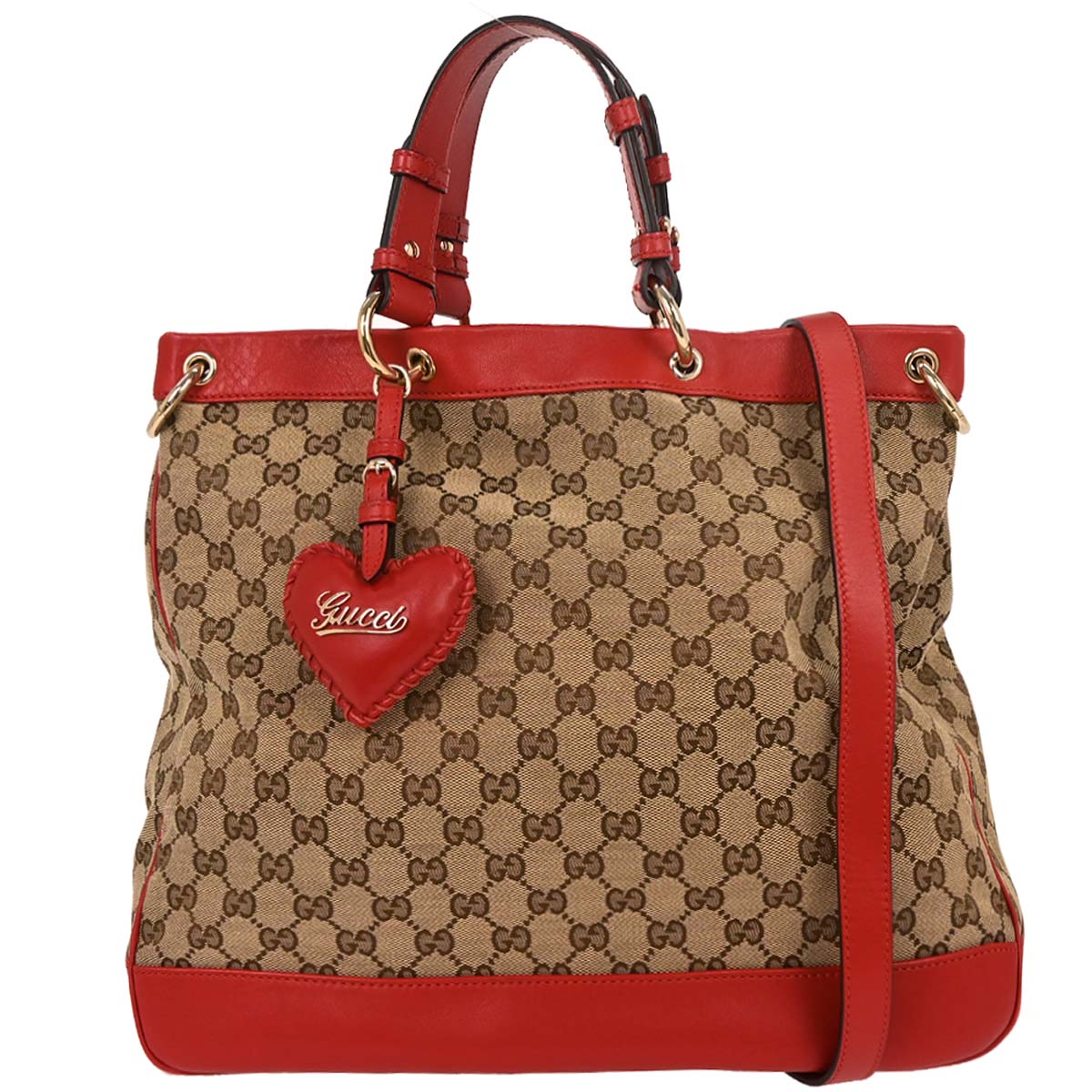 Gucci Beige Canvas GG Valentine Tote Handbag