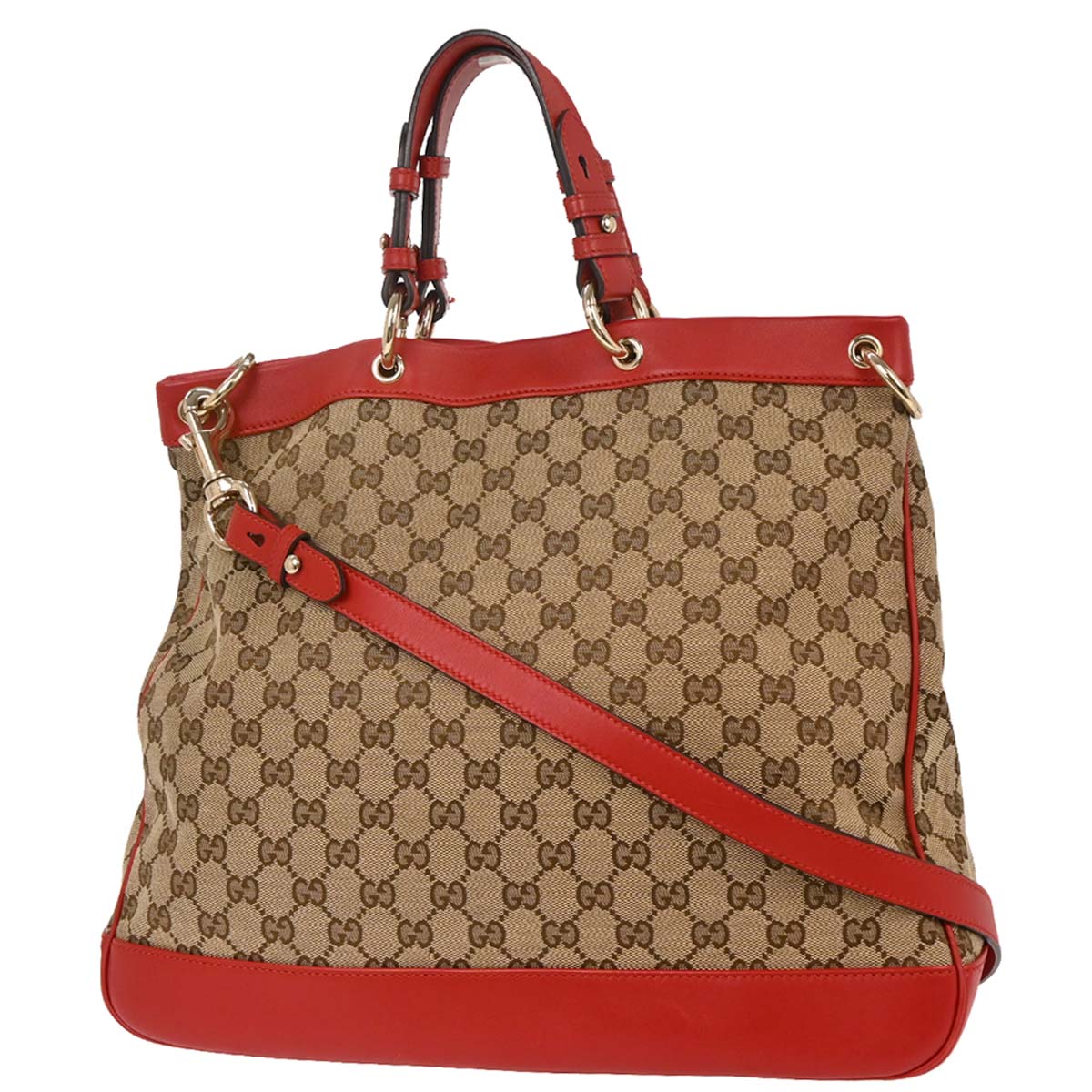 Gucci Beige Canvas GG Valentine Tote Handbag
