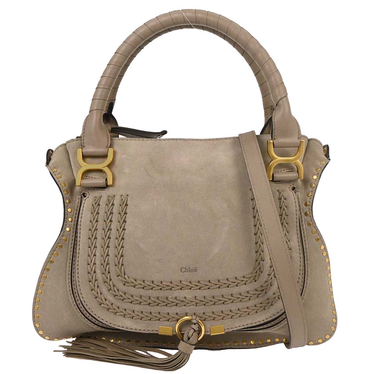 Chloe Gray Suede Marcie 2way Shoulder Handbag